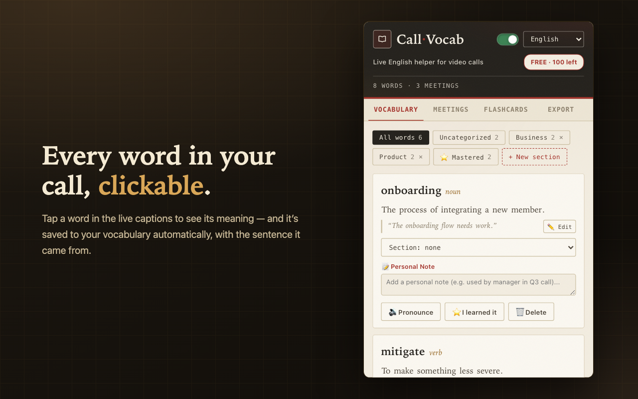 CallVocab Screenshot
